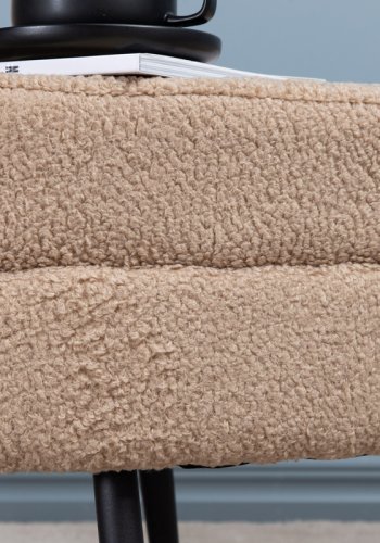 VENTURE DESIGN Otto puff, oval - beige teddystoff polyester og svart stl (100x40)