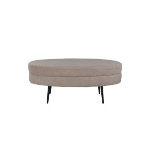 VENTURE DESIGN Otto puf, oval - beige bamsestof polyester og sort stl (100x40)