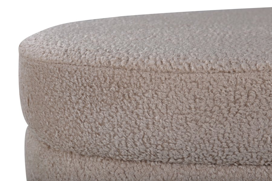 VENTURE DESIGN Otto puff, oval - beige teddystoff polyester og svart stl (100x40)