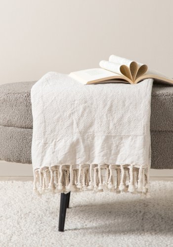 VENTURE DESIGN Otto puff, oval - gr teddystoff polyester og svart stl (100x40)