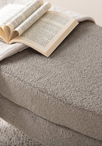 VENTURE DESIGN Otto puff, oval - gr teddystoff polyester og svart stl (100x40)