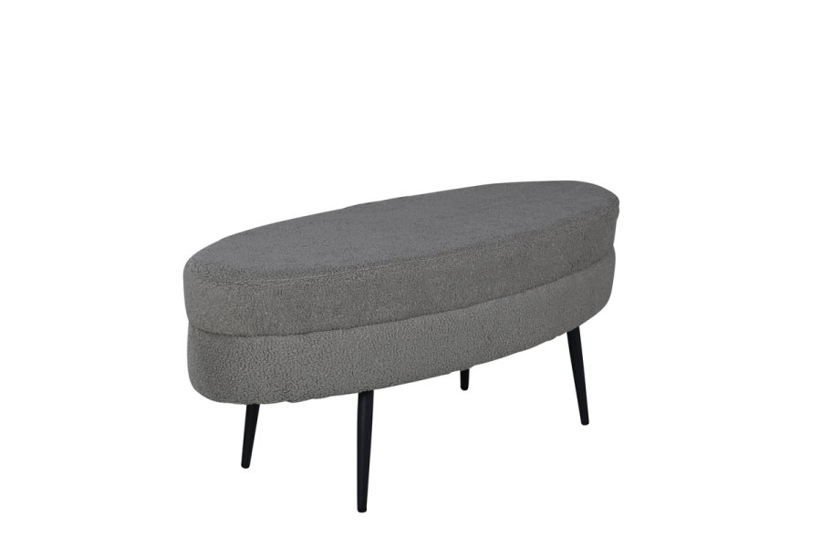 VENTURE DESIGN Otto puff, oval - gr teddystoff polyester og svart stl (100x40)