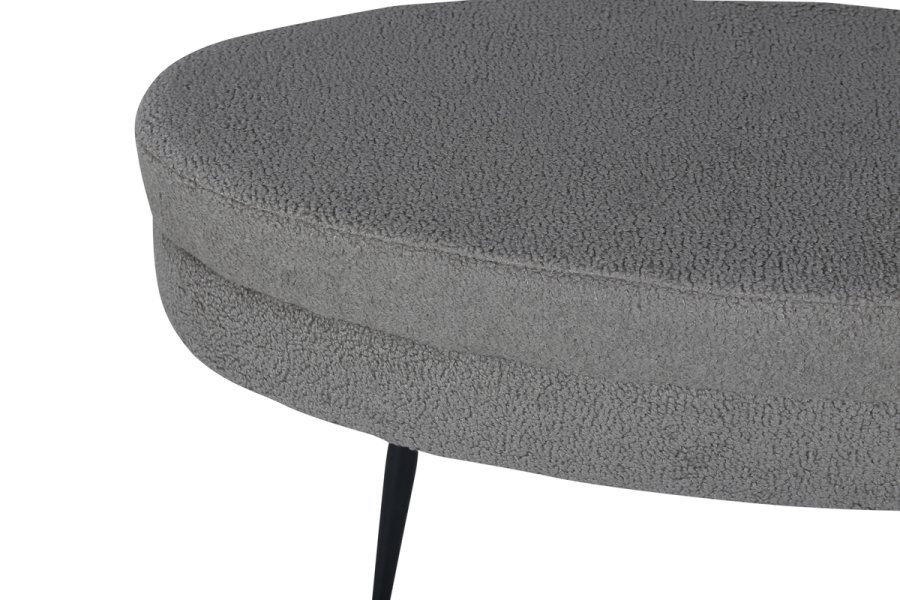 VENTURE DESIGN Otto puff, oval - gr teddystoff polyester og svart stl (100x40)