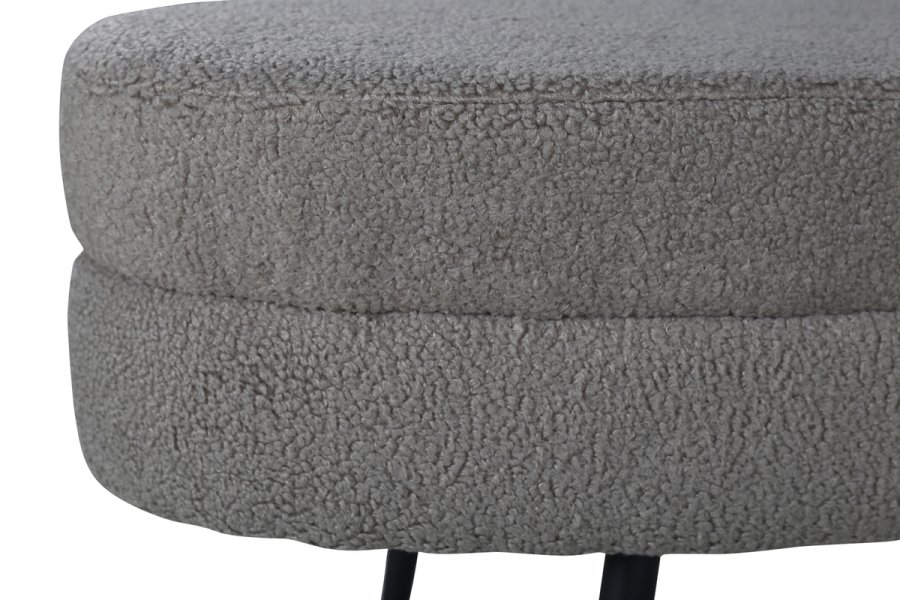 VENTURE DESIGN Otto puff, oval - gr teddystoff polyester og svart stl (100x40)
