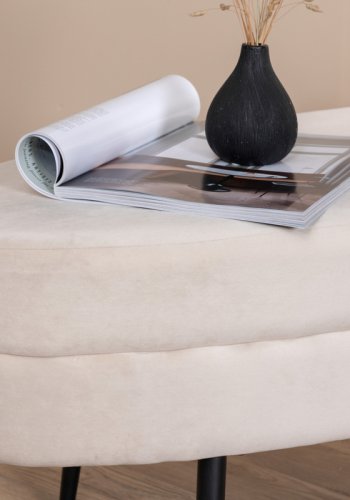 VENTURE DESIGN Otto puff, oval - beige flyel og svart stl (100x40)