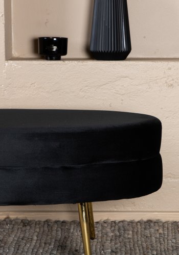 VENTURE DESIGN Otto puff, oval - svart flyel og messing foliestl (100x40)