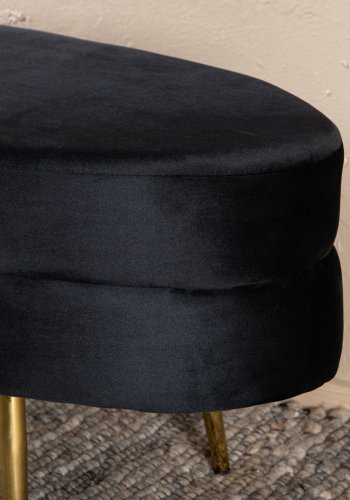 VENTURE DESIGN Otto puff, oval - svart flyel og messing foliestl (100x40)