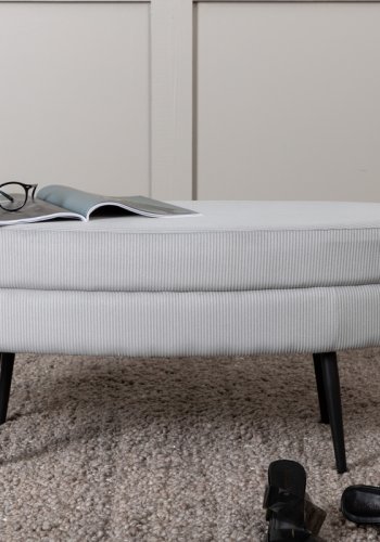 VENTURE DESIGN Otto puff, oval - gr flyel og svart stl (100x40)