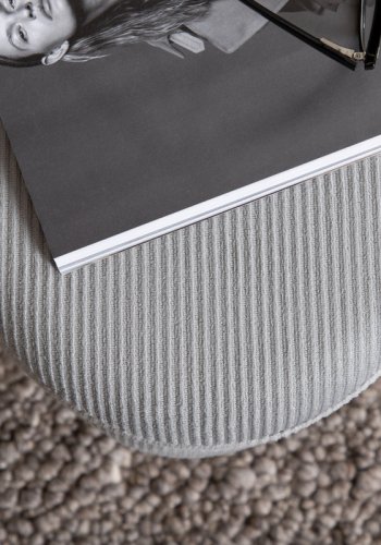 VENTURE DESIGN Otto puff, oval - gr flyel og svart stl (100x40)