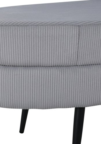 VENTURE DESIGN Otto puff, oval - gr flyel og svart stl (100x40)