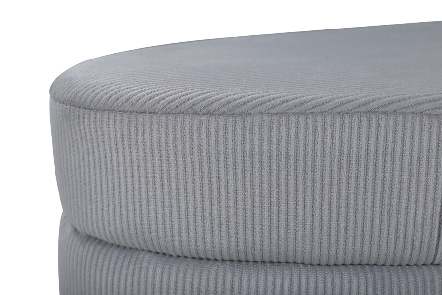 VENTURE DESIGN Otto puff, oval - gr flyel og svart stl (100x40)