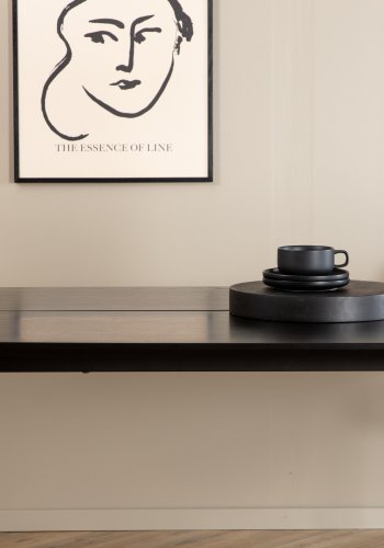 VENTURE DESIGN Pelle spisebord, rektangulrt - svart finer og sort stl (190x90)