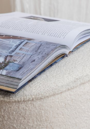 VENTURE DESIGN Piff-puff, firkantet - hvit teddystoff polyester (44x44)