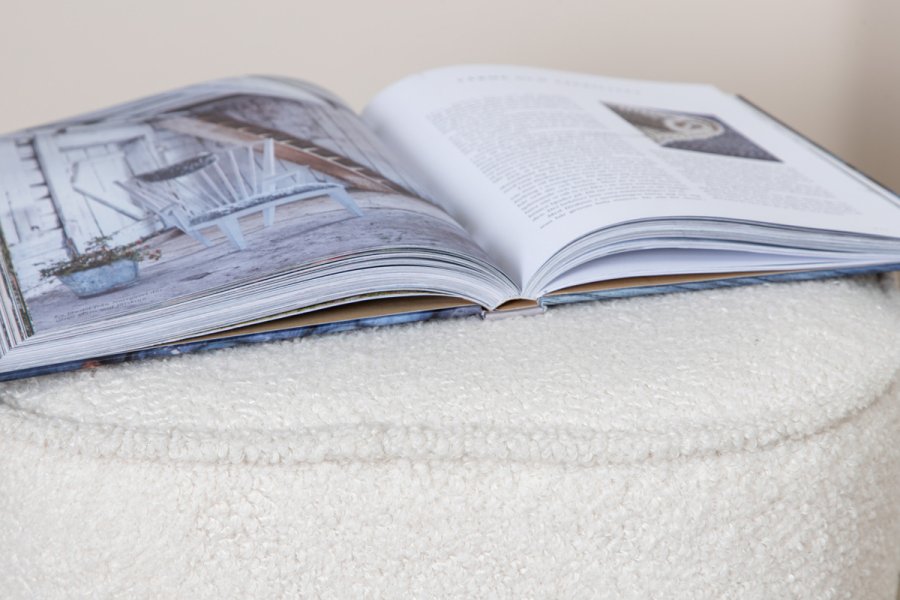 VENTURE DESIGN Piff-puff, firkantet - hvit teddystoff polyester (44x44)