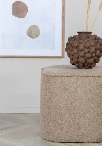 VENTURE DESIGN Piff-puff, firkantet - beige teddystoff polyester (44x44)