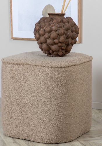 VENTURE DESIGN Piff-puff, firkantet - beige teddystoff polyester (44x44)