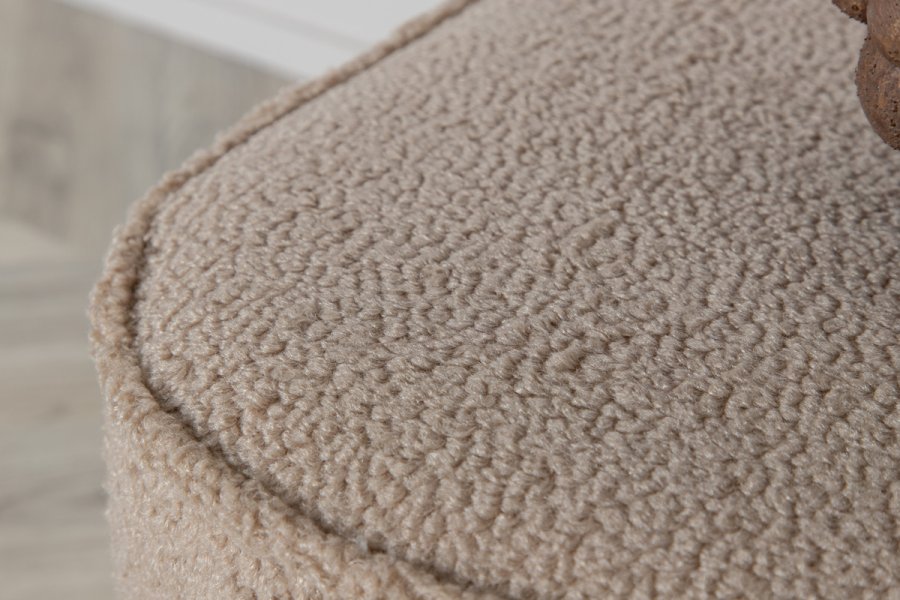 VENTURE DESIGN Piff-puff, firkantet - beige teddystoff polyester (44x44)