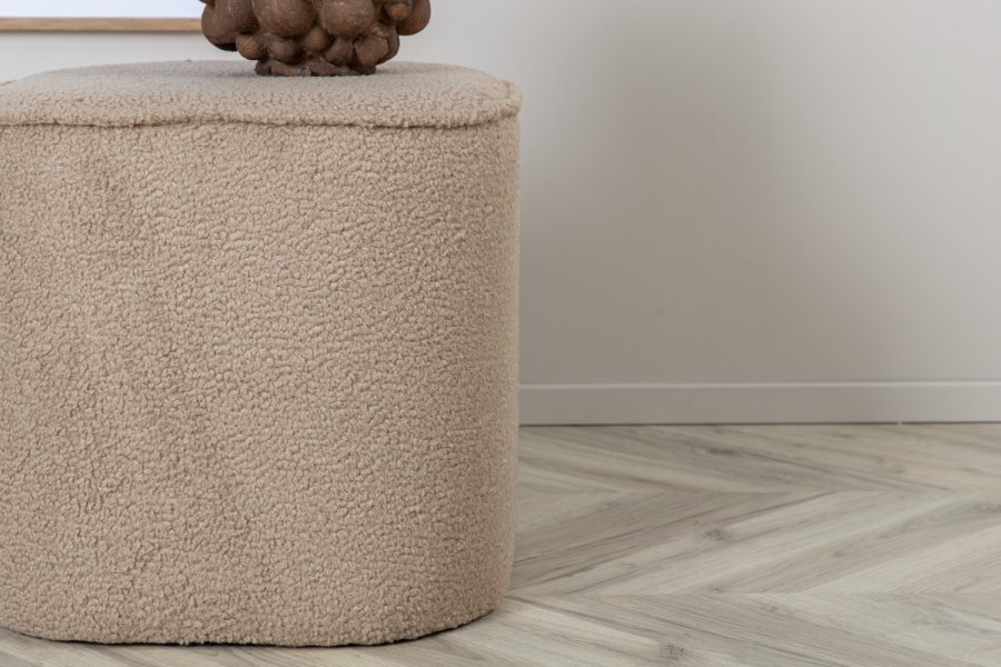 VENTURE DESIGN Piff-puff, firkantet - beige teddystoff polyester (44x44)