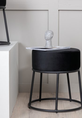 VENTURE DESIGN Pippi puff, rund - svart flyel og svart stl (45,5)