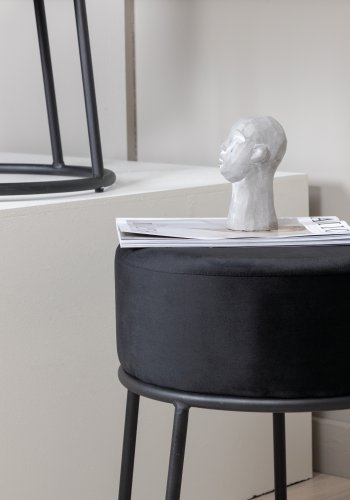 VENTURE DESIGN Pippi puff, rund - svart flyel og svart stl (45,5)