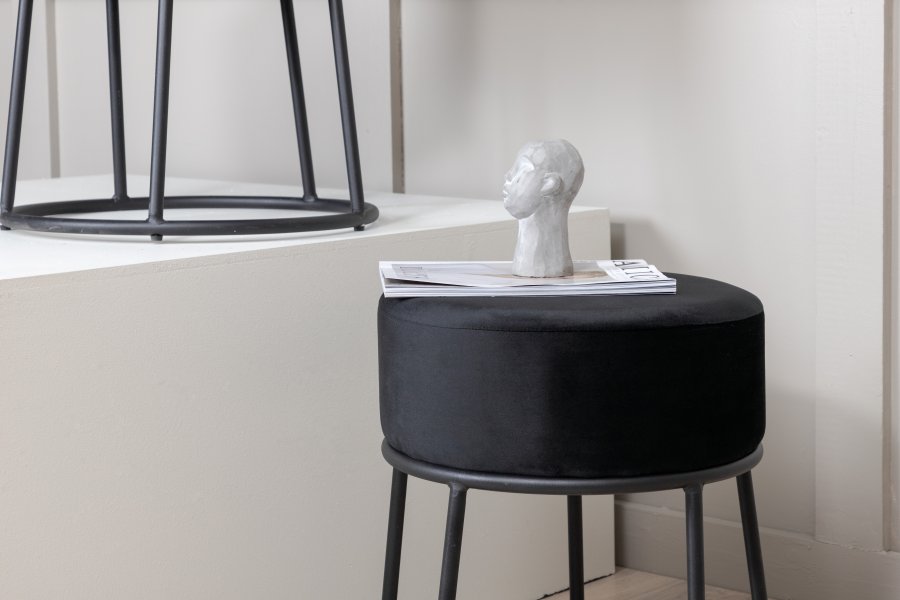 VENTURE DESIGN Pippi puff, rund - svart flyel og svart stl (45,5)