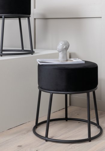 VENTURE DESIGN Pippi puff, rund - svart flyel og svart stl (45,5)