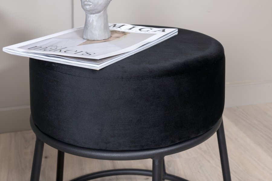 VENTURE DESIGN Pippi puff, rund - svart flyel og svart stl (45,5)