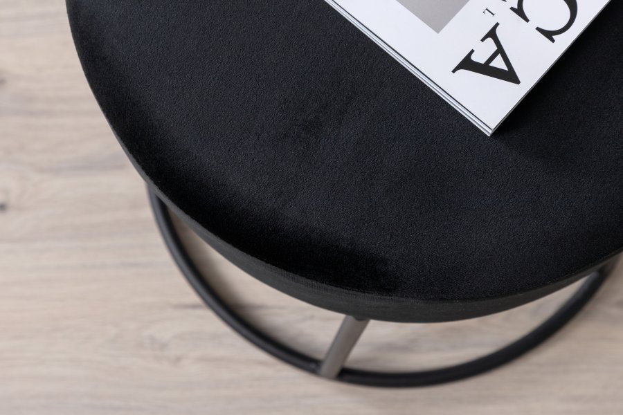 VENTURE DESIGN Pippi puff, rund - svart flyel og svart stl (45,5)