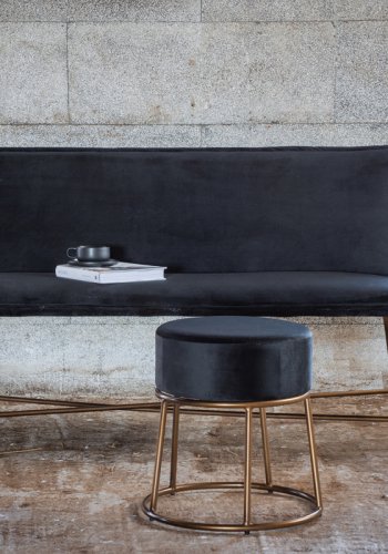 VENTURE DESIGN Pippi puff, rund - svart flyel og kobberstl (45,5)