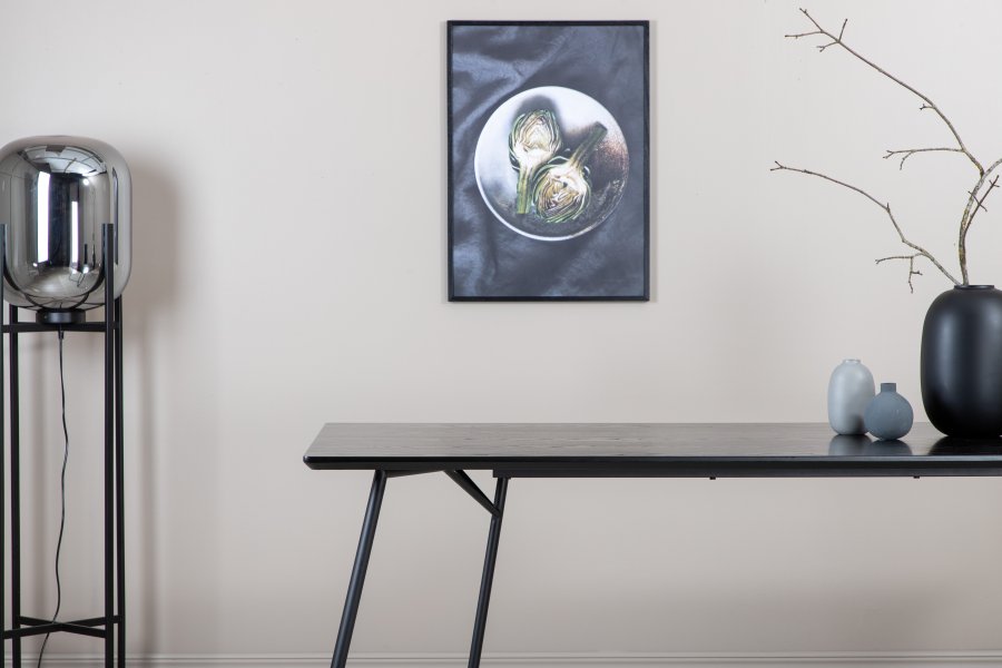 VENTURE DESIGN Pippi spisebord, rektangulrt - svart finer og sort stl (190x90)