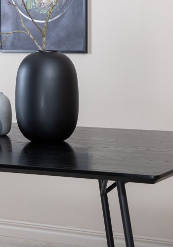 VENTURE DESIGN Pippi spisebord, rektangulrt - svart finer og sort stl (190x90)
