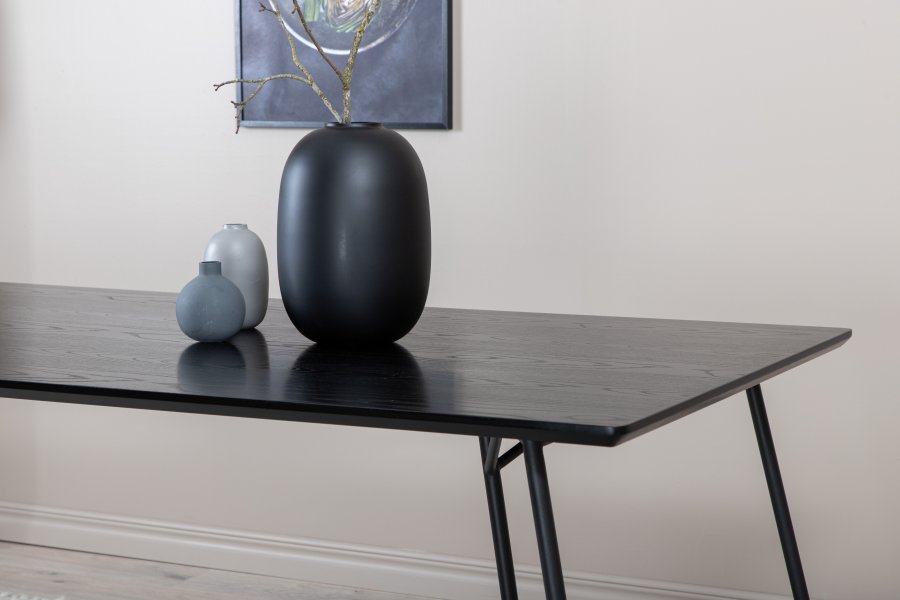 VENTURE DESIGN Pippi spisebord, rektangulrt - svart finer og sort stl (190x90)