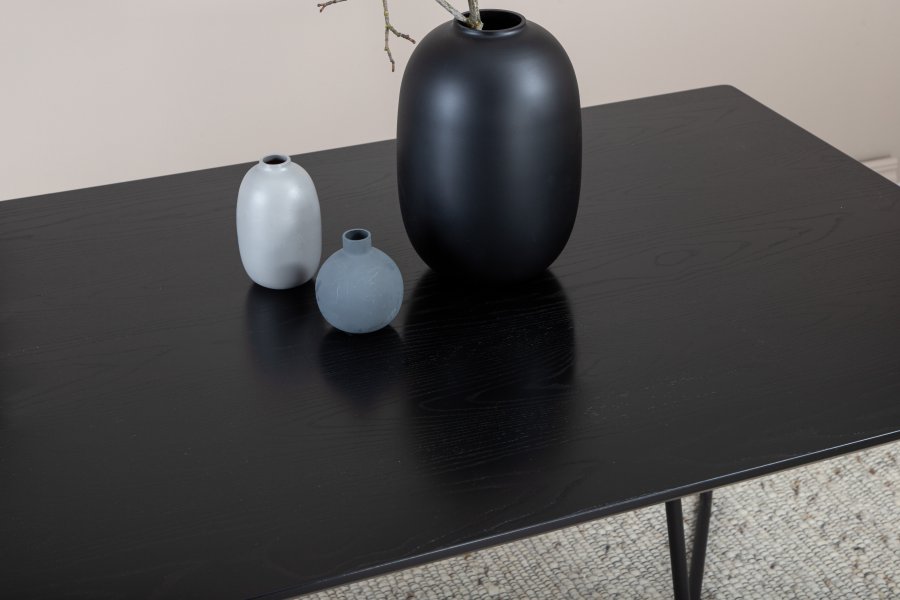 VENTURE DESIGN Pippi spisebord, rektangulrt - svart finer og sort stl (190x90)