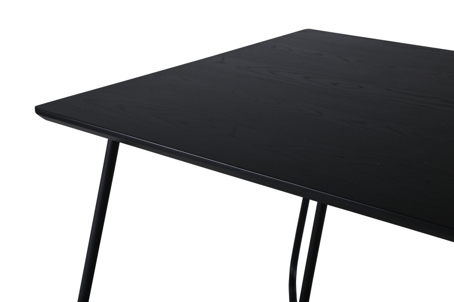 VENTURE DESIGN Pippi spisebord, rektangulrt - svart finer og sort stl (190x90)