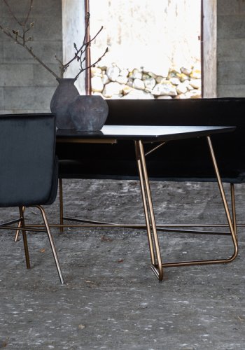 VENTURE DESIGN Pippi spisebord, rektangulrt - svart finer og kobberstl (190x90)