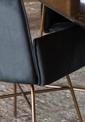 VENTURE DESIGN Pippi spisebord, rektangulrt - svart finer og kobberstl (190x90)