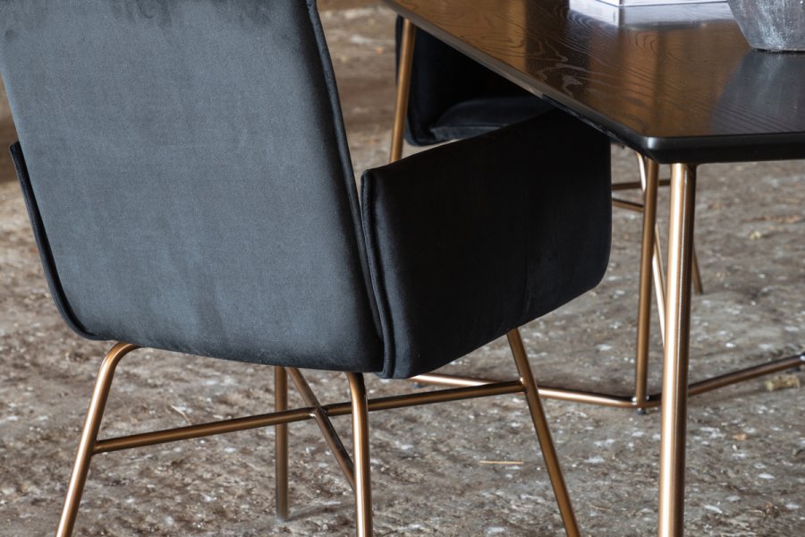 VENTURE DESIGN Pippi spisebord, rektangulrt - svart finer og kobberstl (190x90)