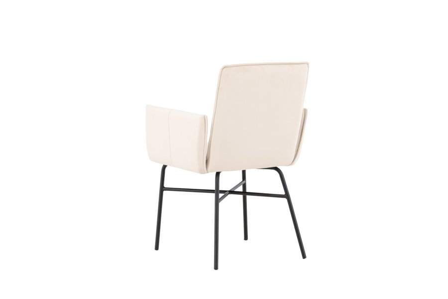 VENTURE DESIGN Petra spisebordstol, m. armlener - beige polyesterflyel og sort stl