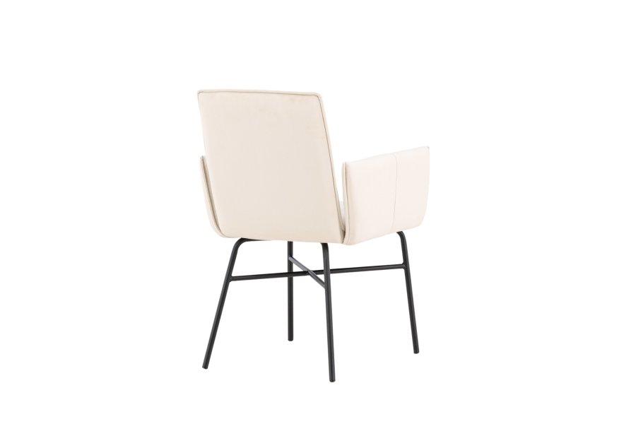 VENTURE DESIGN Petra spisebordstol, m. armlener - beige polyesterflyel og sort stl