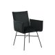 VENTURE DESIGN Pippi spisebordsstol, med armlener - svart flyel/polyester lin og sort stl