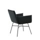 VENTURE DESIGN Pippi spisebordsstol, med armlener - svart flyel/polyester lin og sort stl