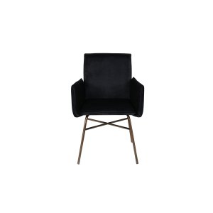 VENTURE DESIGN Pippi spisebordsstol, m. armln - sort fljl/polyesterhr og kobber stl