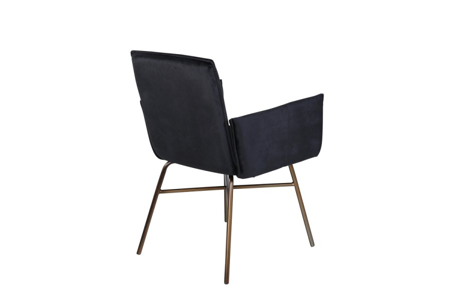 VENTURE DESIGN Pippi spisebordsstol, med armlener - svart flyel/polyester lin og kobberstl