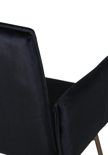 VENTURE DESIGN Pippi spisebordsstol, med armlener - svart flyel/polyester lin og kobberstl