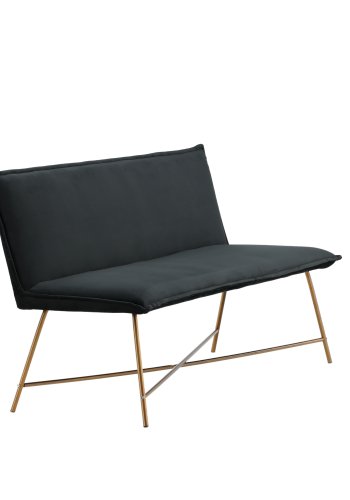 VENTURE DESIGN Pippi 2-seters sofa - svart flyel og kobberstl