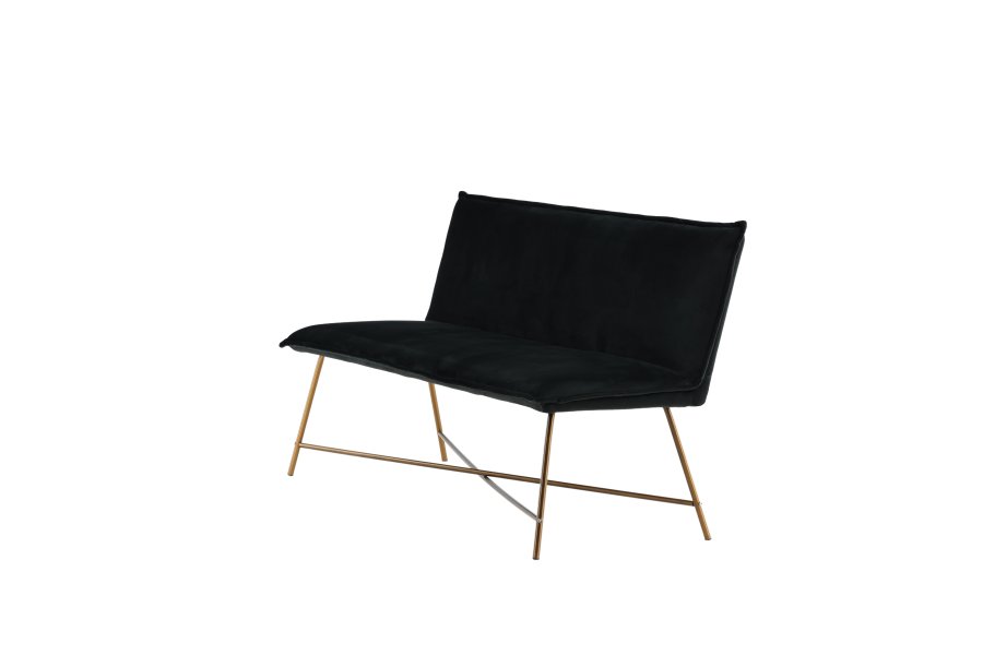 VENTURE DESIGN Pippi 2-seters sofa - svart flyel og kobberstl