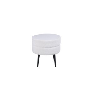 VENTURE DESIGN Pot puf, rund - hvid bamsestof polyester og sort stl (40)