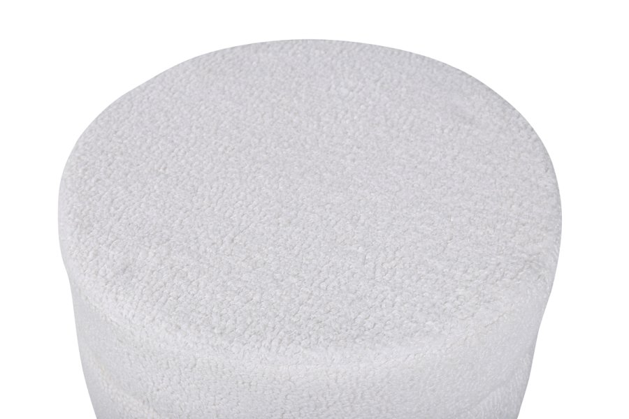 VENTURE DESIGN Pot puf, rund - hvid bamsestof polyester og sort stl (40)