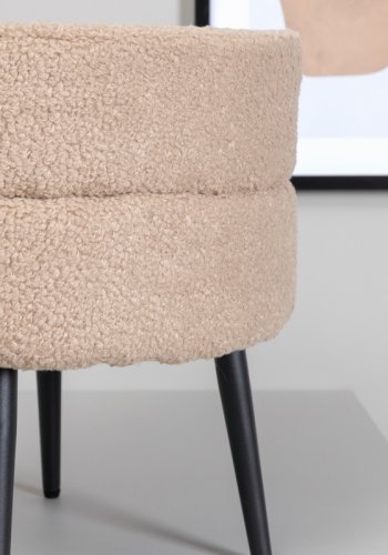 VENTURE DESIGN Pot puf, rund - beige bamsestof polyester og sort stl (40)