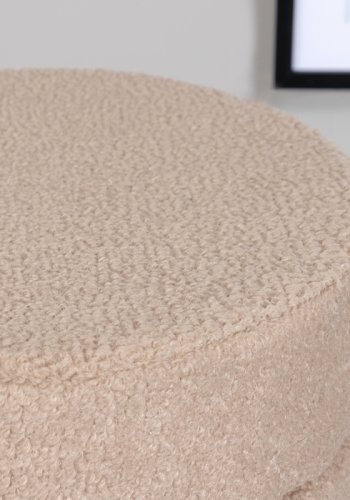 VENTURE DESIGN Pot puf, rund - beige bamsestof polyester og sort stl (40)